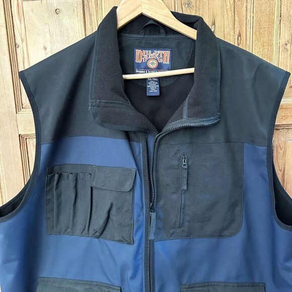 Men's Duluth Trading Company XXL Tall Blue Black Vest Pockets‎ Zipper Utility - Picture 2 of 12
